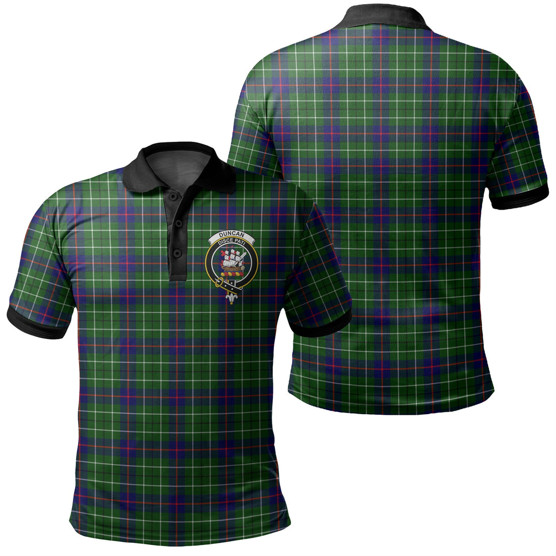 Duncan Modern Tartan Crest Polo Shirt Black Neck 2 Style