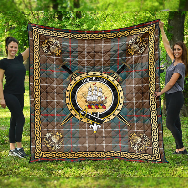 Duncan Weathered Clan Badge Tartan Premium Quilt Celtic Shield