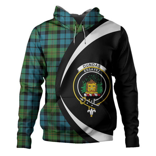 Dundas Ancient Clan Badge Tartan Hoodie Circle Style