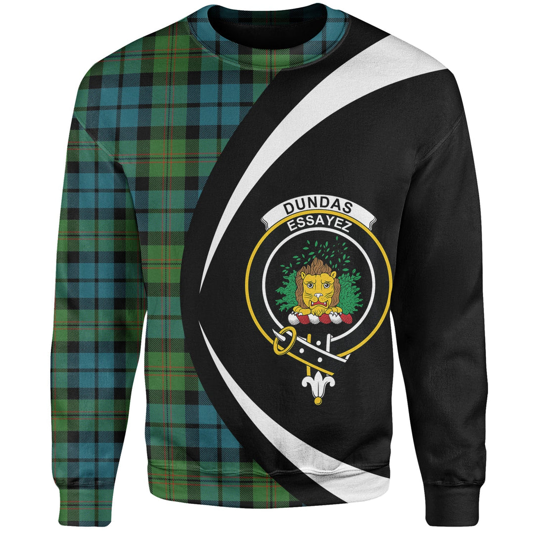 Dundas Ancient Clan Badge Tartan Sweatshirt Circle Style Personalized