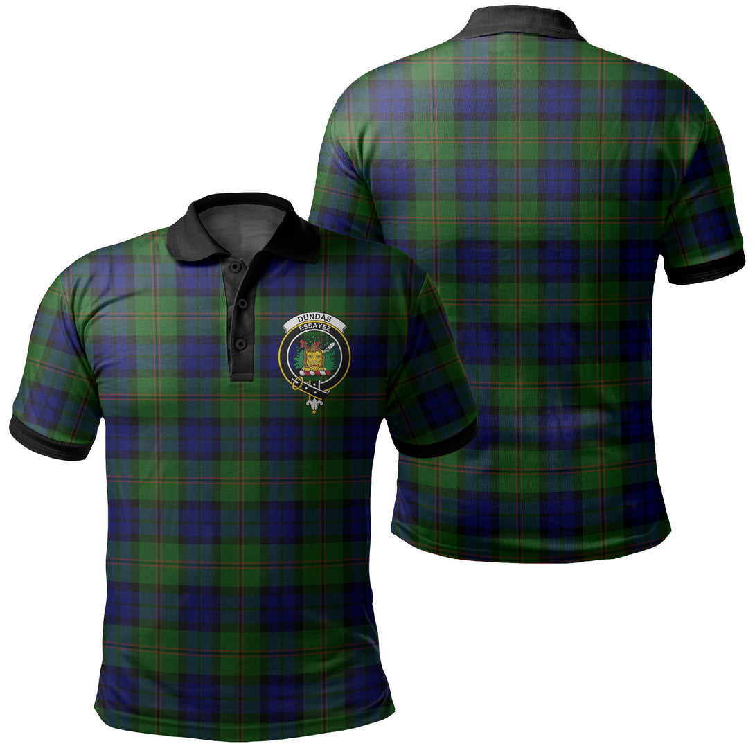 Dundas Modern 02 Tartan Crest Polo Shirt Black Neck 2 Style