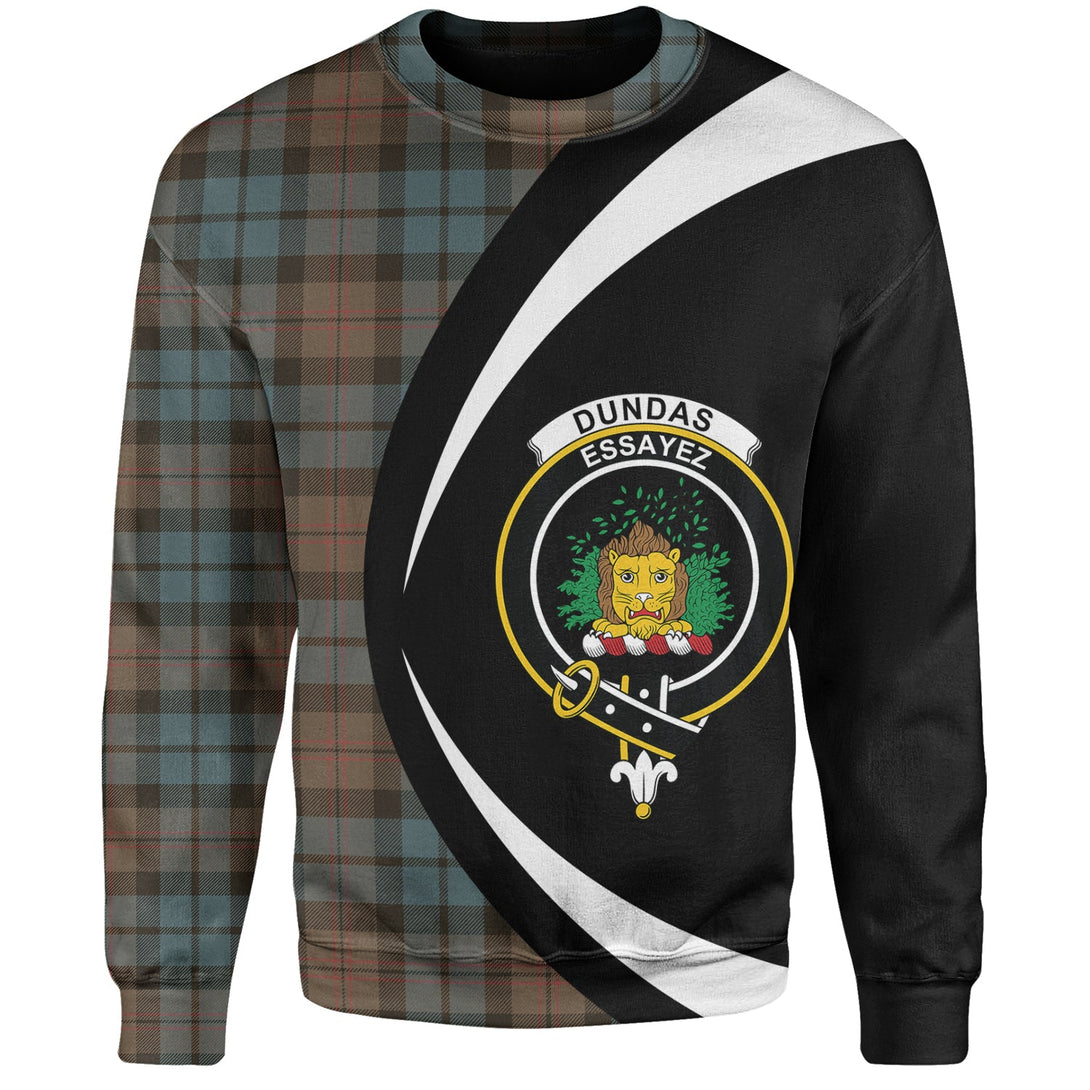 Dundas Weathered Clan Badge Tartan Sweatshirt Circle Style Personalized