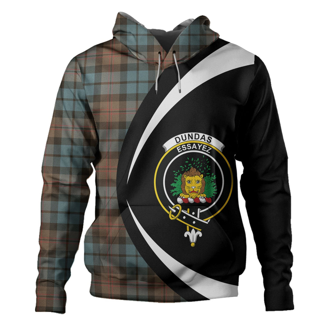 Dundas Weathered Clan Badge Tartan Hoodie Circle Style