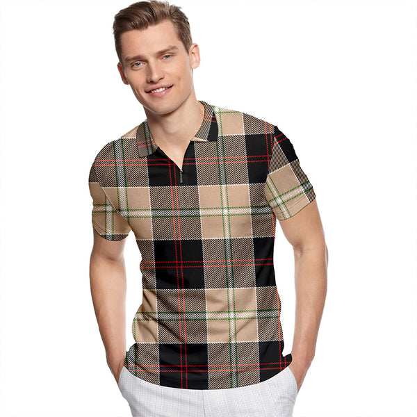 Dunlop Hunting Ancient Tartan Classic Lapel Zip Short Sleeve Polo