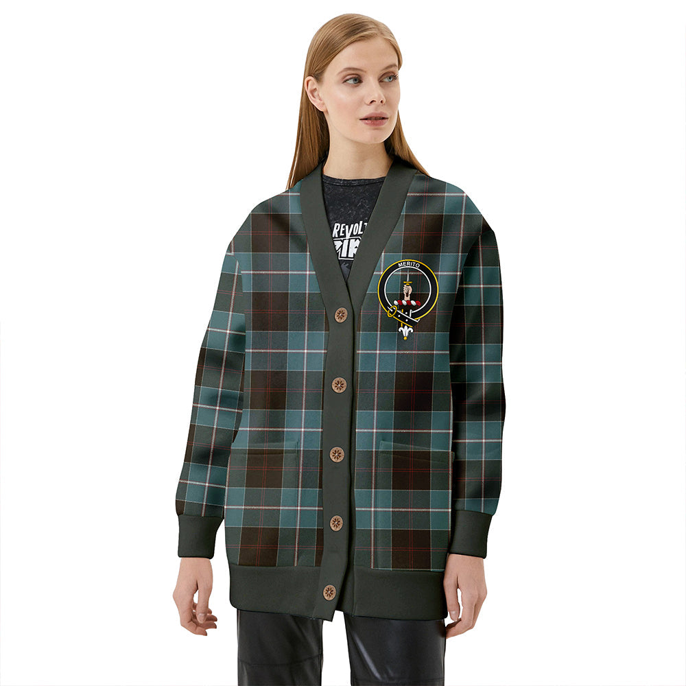 Dunlop Weathered Clan Badge Tartan V-neck Cardigan