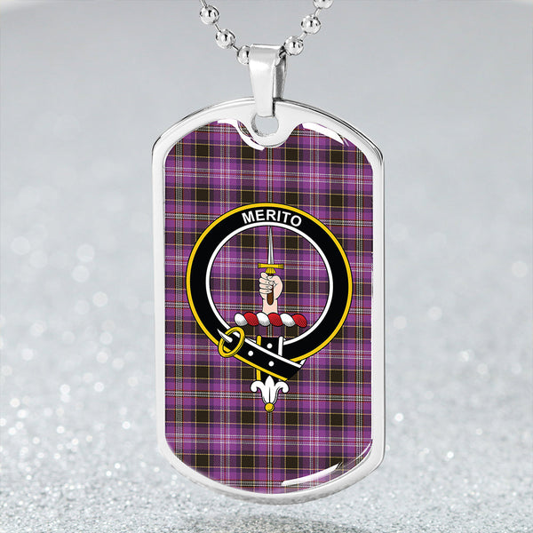 Dunlop #2 Weathered Clan Badge Classic Tartan Dog Tag Necklace