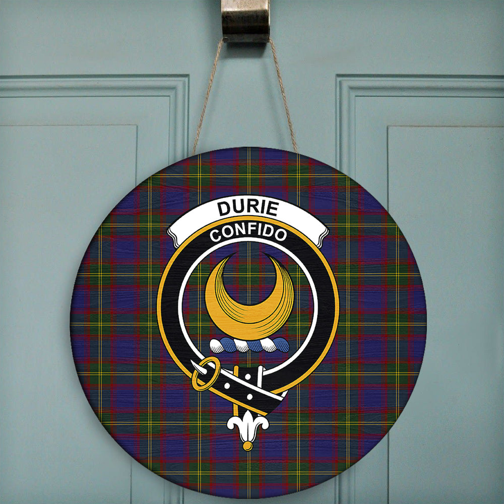 Durie Tartan Classic Crest Round Wooden Sign