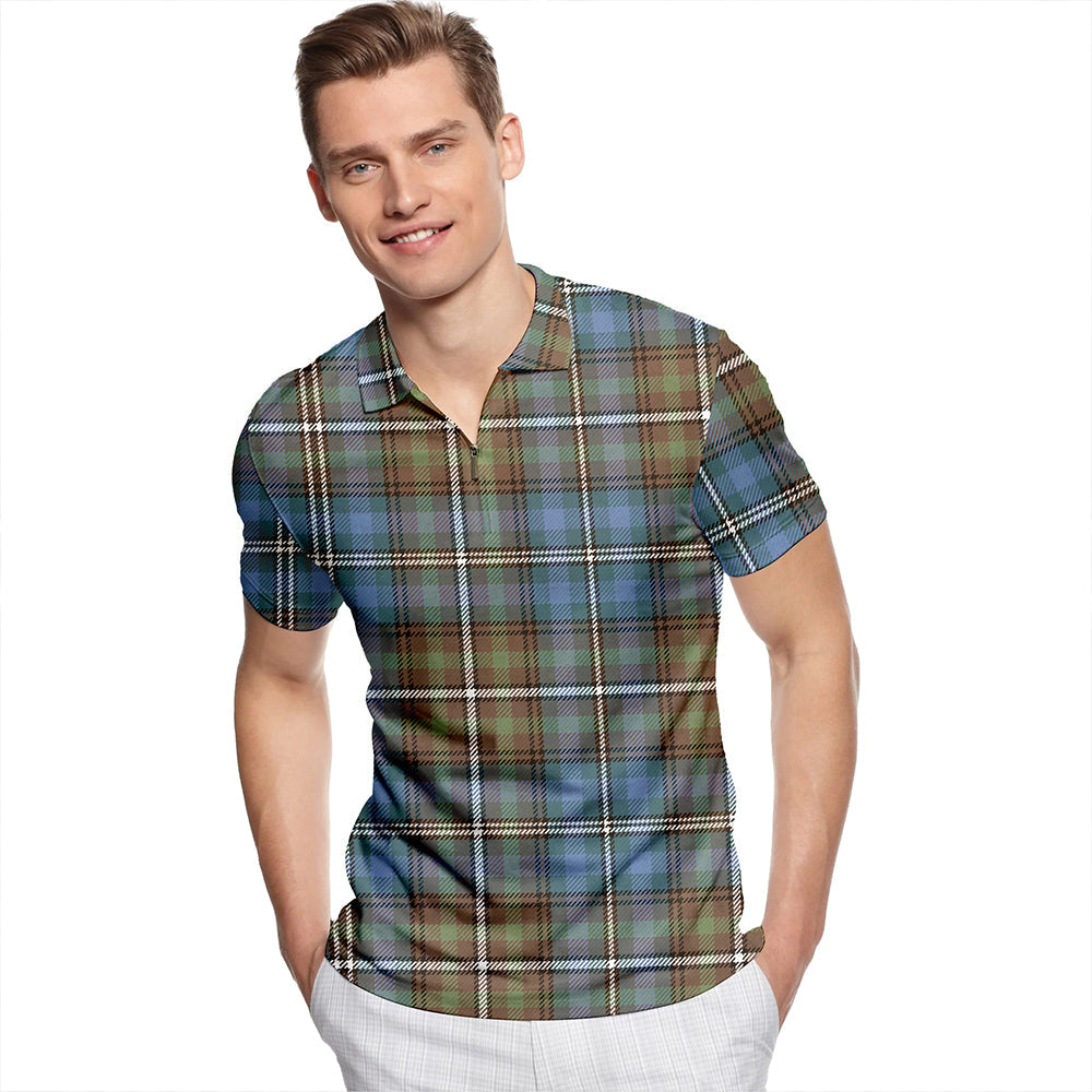 Dyer Weathered Tartan Classic Lapel Zip Short Sleeve Polo