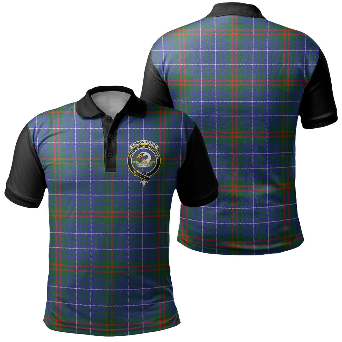 Edmonstone Tartan Crest Polo Shirt Black Neck 1 Style