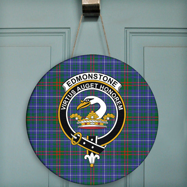 Edmonstone Tartan Classic Crest Round Wooden Sign