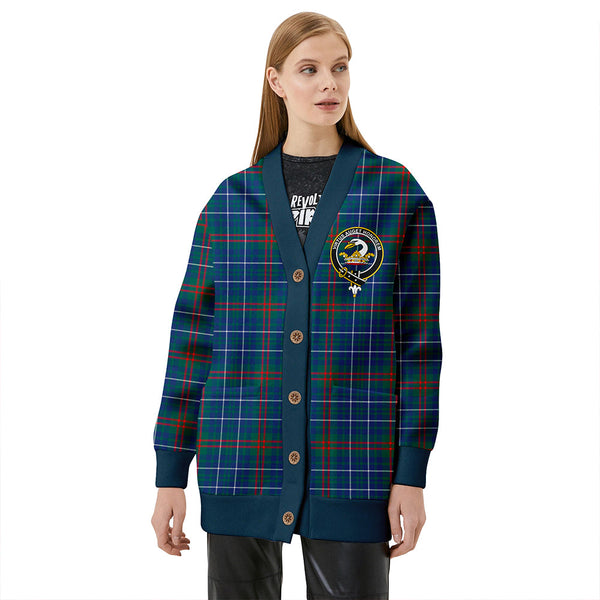 Edmonstone Weathered Clan Badge Tartan V-neck Cardigan