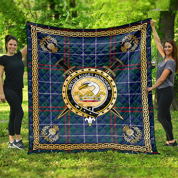 Edmonstone Weathered Clan Badge Tartan Premium Quilt Celtic Shield