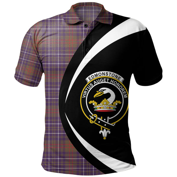 Edmonstone Weathered Clan Badge Tartan Polo Shirt Circle Style Personalized