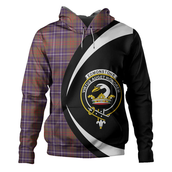 Edmonstone Weathered Clan Badge Tartan Hoodie Circle Style