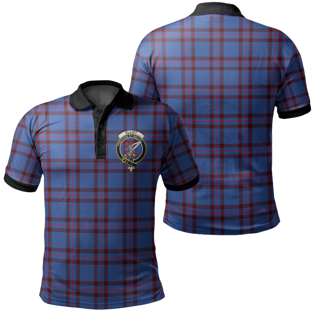 Elliot Modern Tartan Crest Polo Shirt Black Neck 2 Style