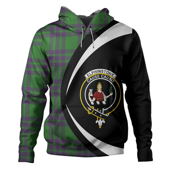 Elphinstone Ancient Clan Badge Tartan Hoodie Circle Style