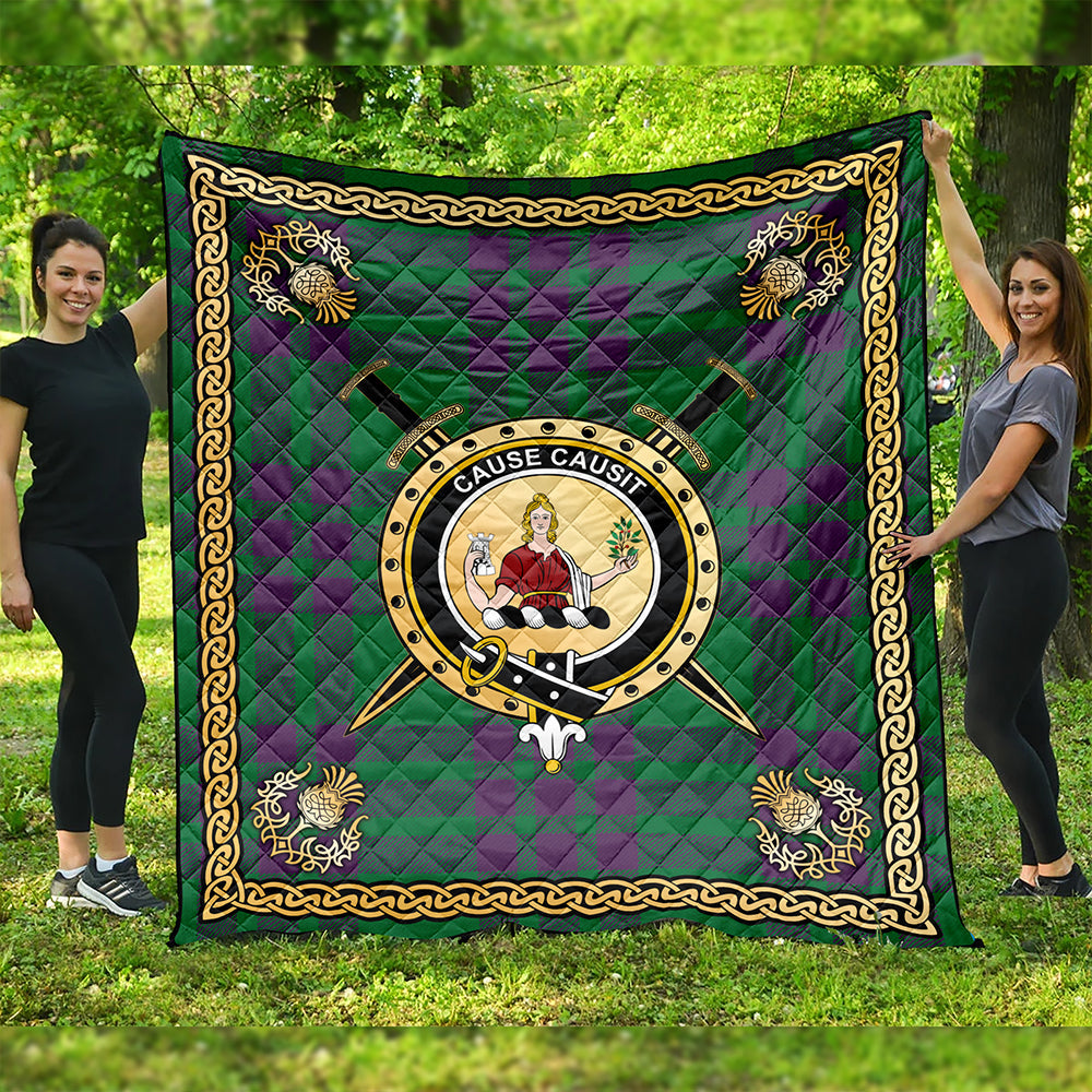 Elphinstone Ancient Clan Badge Tartan Premium Quilt Celtic Shield