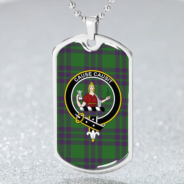 Elphinstone Ancient Clan Badge Classic Tartan Dog Tag Necklace