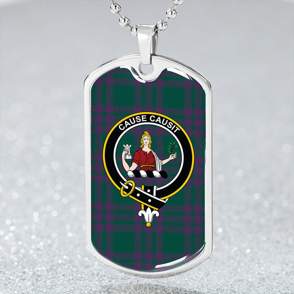 Elphinstone Modern Clan Badge Classic Tartan Dog Tag Necklace