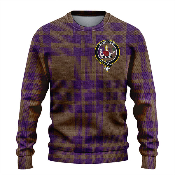 Elphinstone Weathered Clan Badge Tartan Knitted Sweater