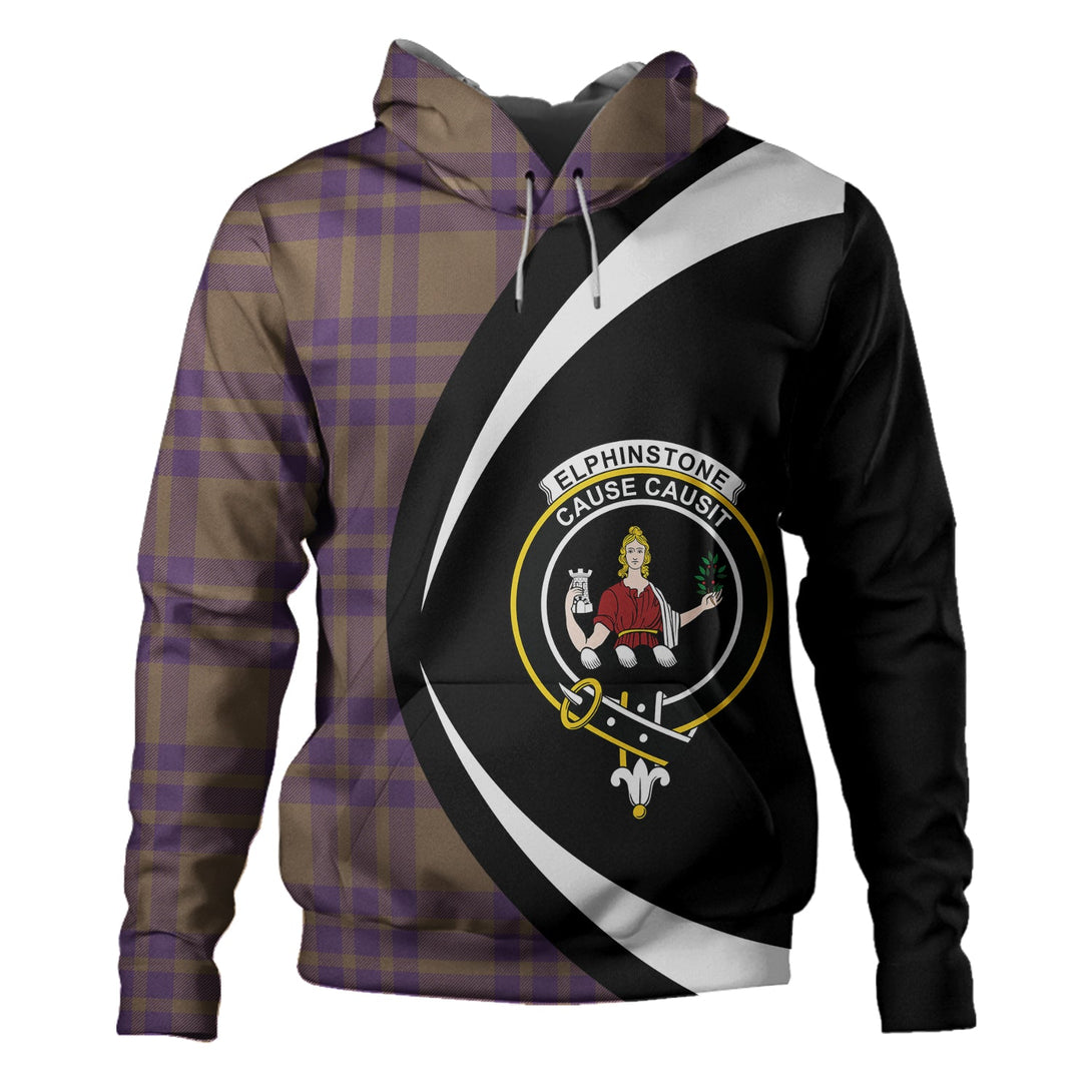 Elphinstone Weathered Clan Badge Tartan Hoodie Circle Style