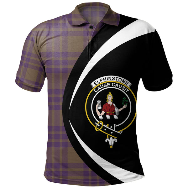 Elphinstone Weathered Clan Badge Tartan Polo Shirt Circle Style Personalized