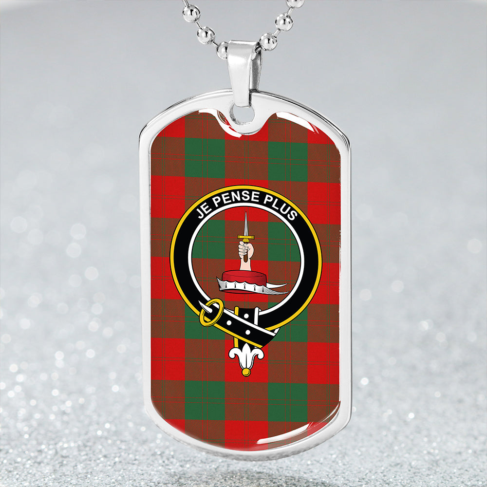 Erskine Black & White Clan Badge Classic Tartan Dog Tag Necklace