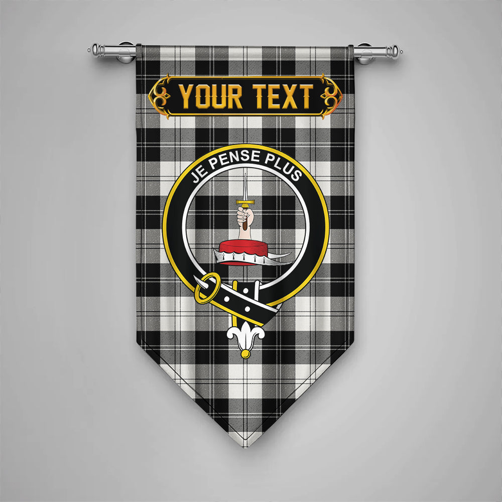 Erskine Black & White Clan Badge Tartan Gonfalon Personalize