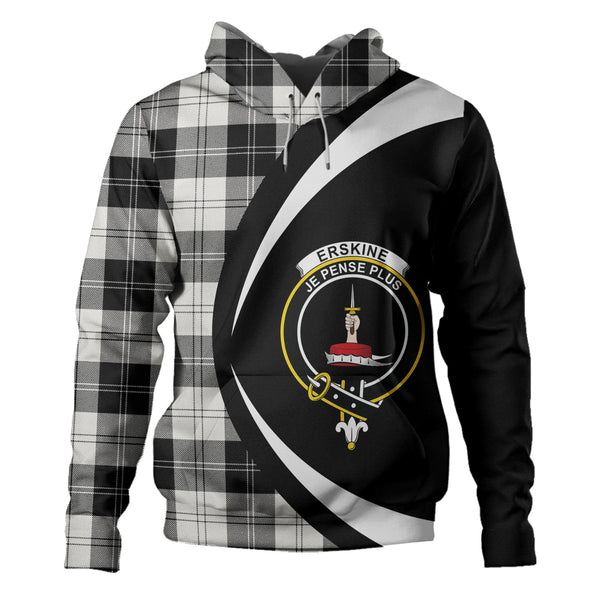 Erskine Black & White Clan Badge Tartan Hoodie Circle Style