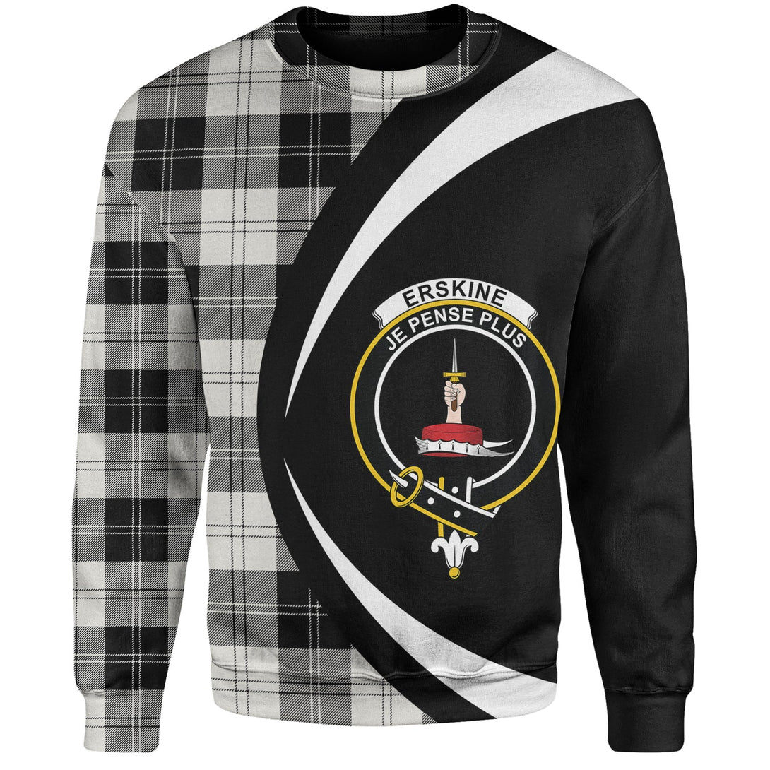 Erskine Black & White Clan Badge Tartan Sweatshirt Circle Style Personalized