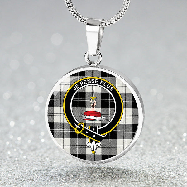 Erskine Black & White Clan Badge Tartan Classic Circle Necklace