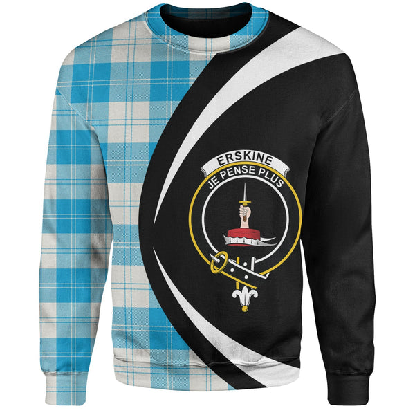 Erskine Blue Clan Badge Tartan Sweatshirt Circle Style Personalized