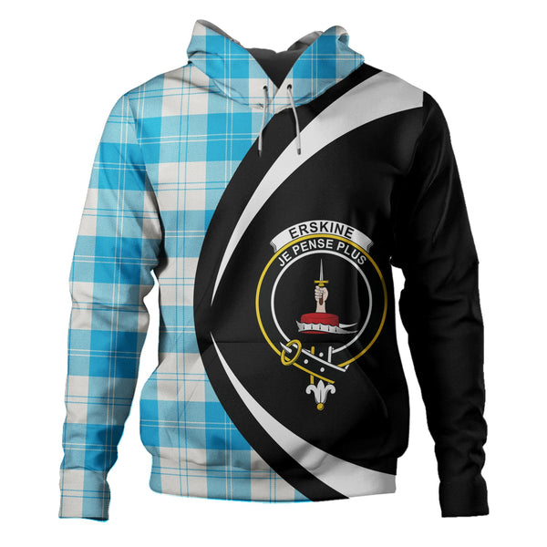 Erskine Blue Clan Badge Tartan Hoodie Circle Style