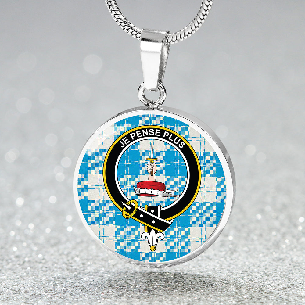 Erskine Blue Clan Badge Tartan Classic Circle Necklace