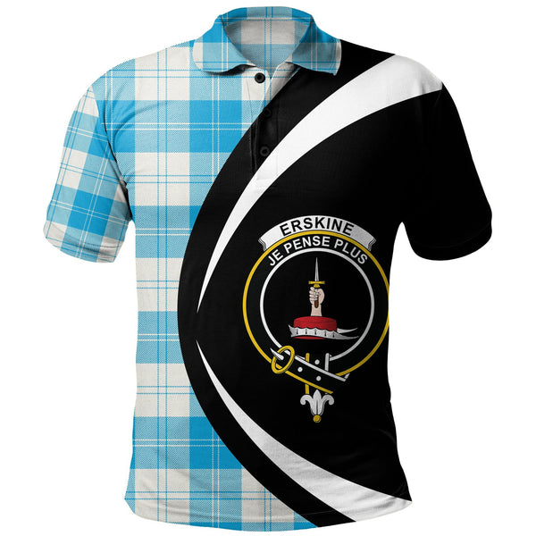 Erskine Blue Clan Badge Tartan Polo Shirt Circle Style Personalized