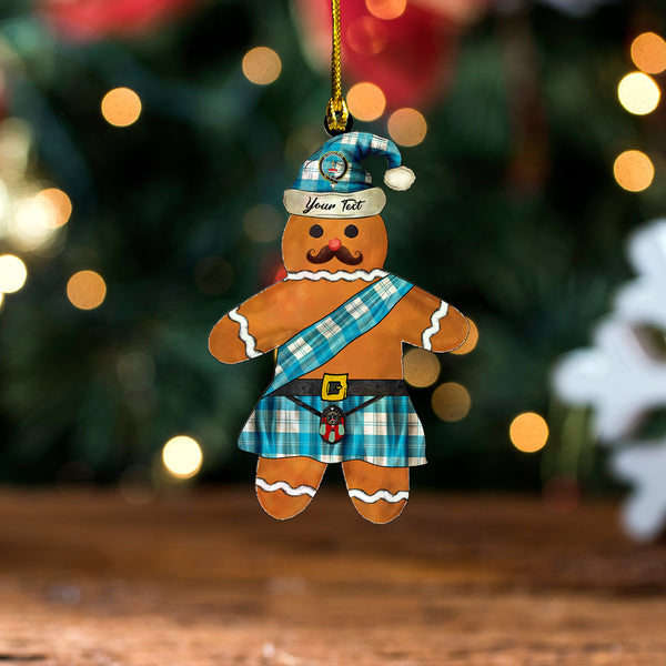 Erskine Blue Clan Badge Tartan Wood Acrylic Ornament Gingerbread Scotland Warrior Personalized