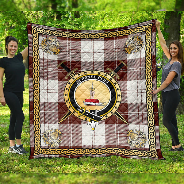 Erskine Green Clan Badge Tartan Premium Quilt Celtic Shield