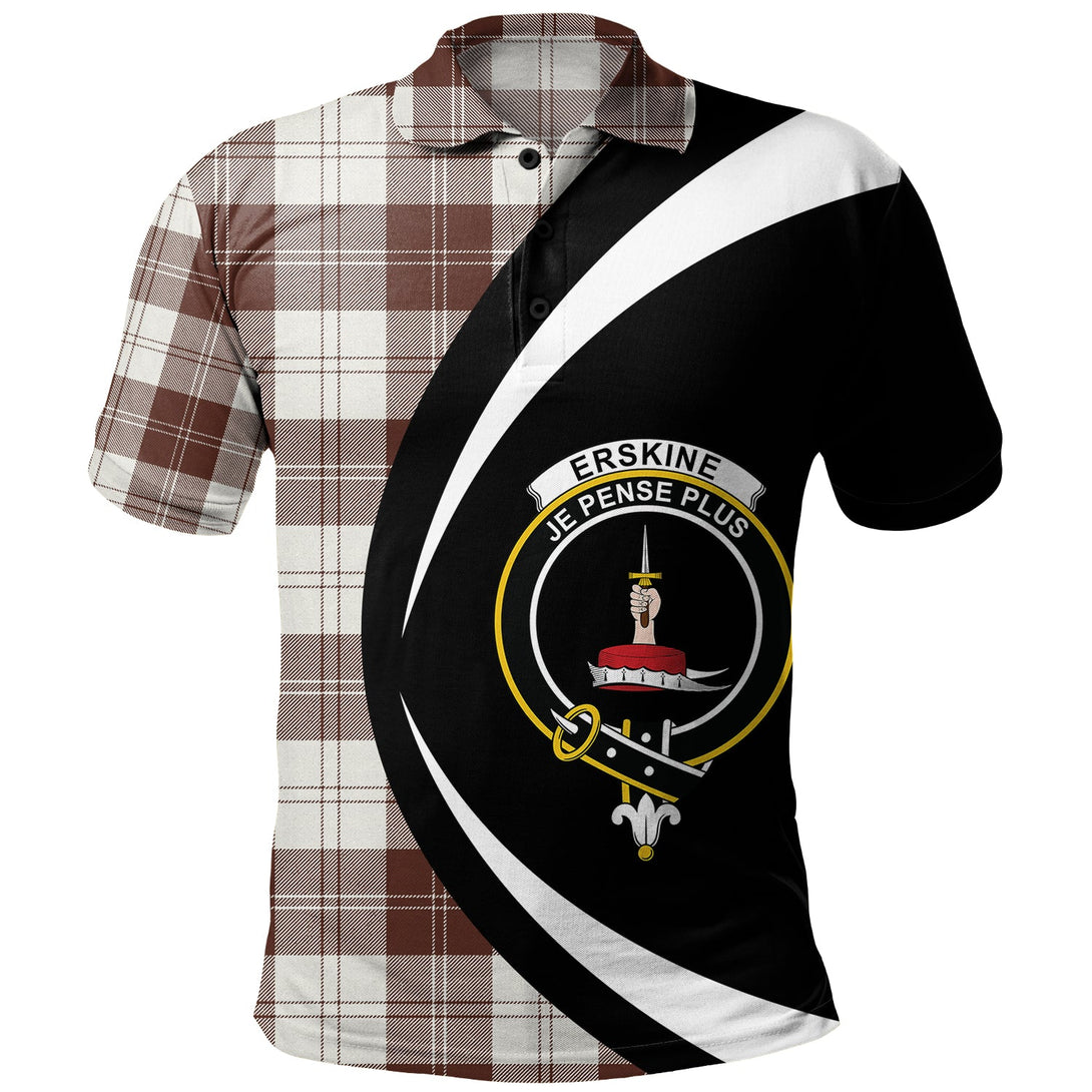 Erskine Burgundy Clan Badge Tartan Polo Shirt Circle Style Personalized