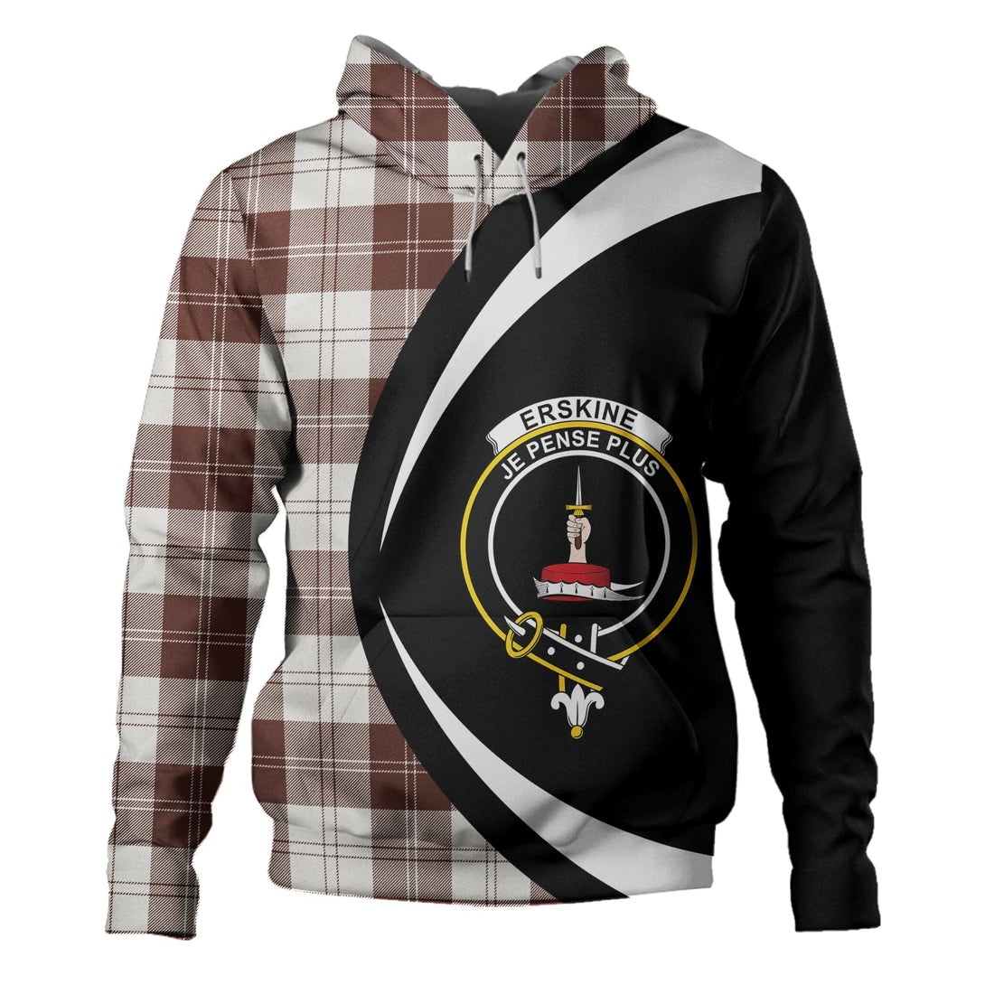 Erskine Burgundy Clan Badge Tartan Hoodie Circle Style