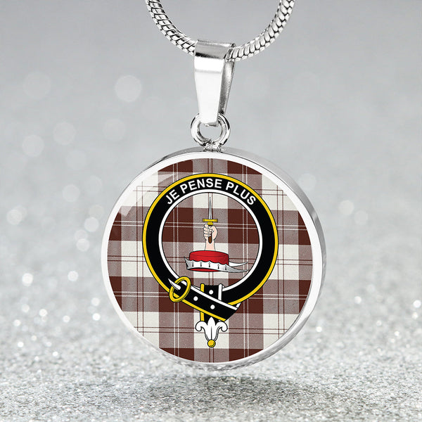 Erskine Burgundy Clan Badge Tartan Classic Circle Necklace