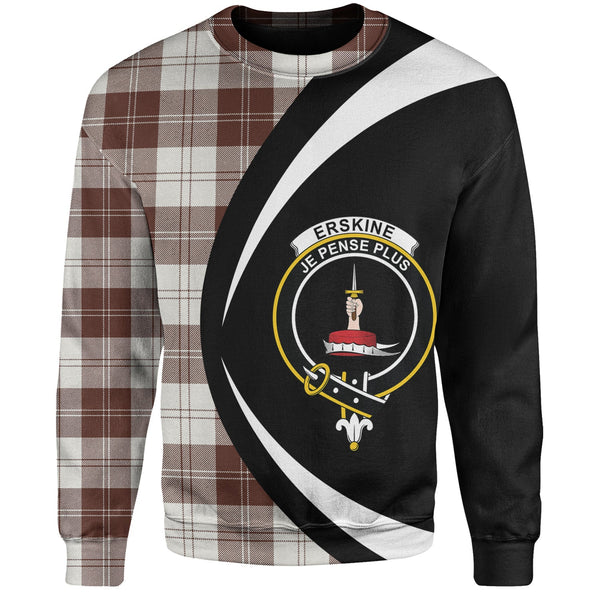 Erskine Burgundy Clan Badge Tartan Sweatshirt Circle Style Personalized