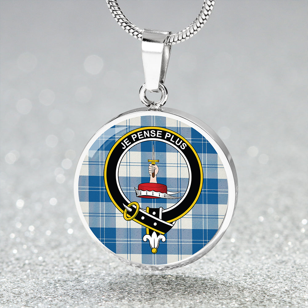 Erskine Dress Dance Blue Ancient Clan Badge Tartan Classic Circle Necklace