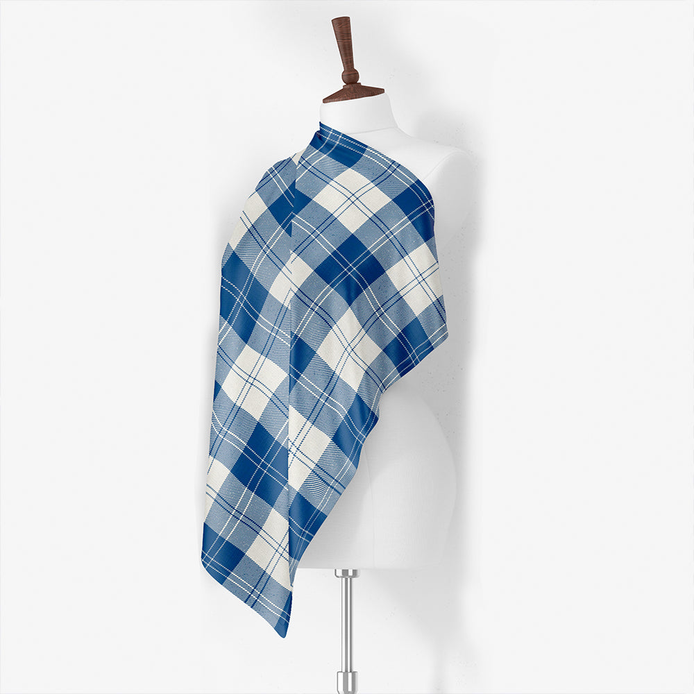 Erskine Blue Tartan Classic Silk Habotai Square Scarf