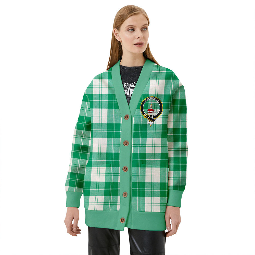 Erskine Purple Clan Badge Tartan V-neck Cardigan