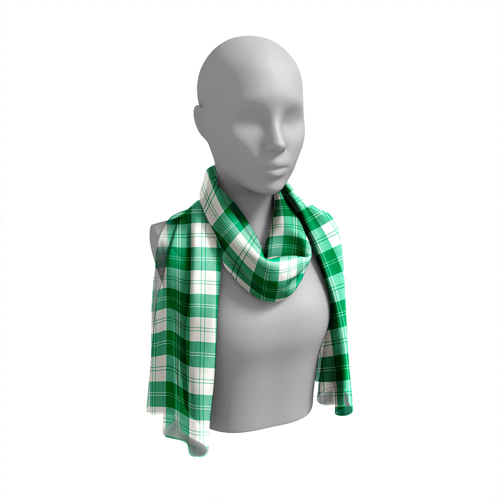 Erskine Green Tartan Classic Silk Habotai Long Scarf