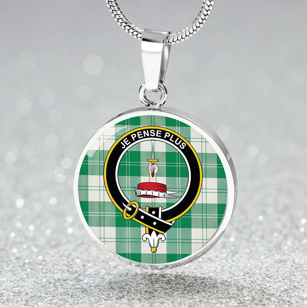 Erskine Green Clan Badge Tartan Classic Circle Necklace