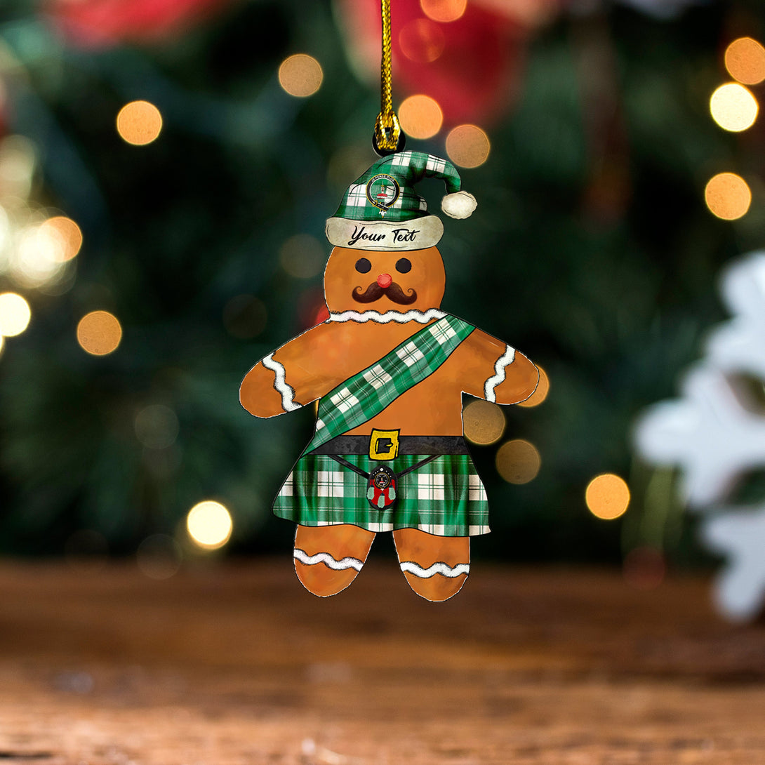 Erskine Green Clan Badge Tartan Wood Acrylic Ornament Gingerbread Scotland Warrior Personalized