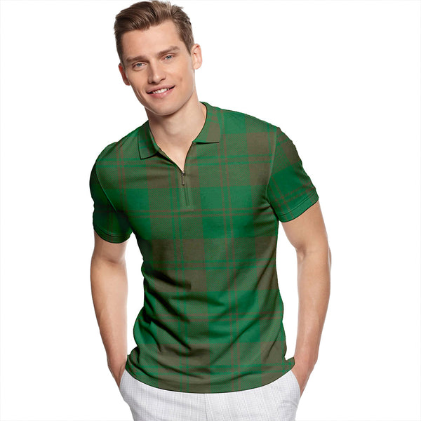 Erskine Hunting Ancient Tartan Classic Lapel Zip Short Sleeve Polo