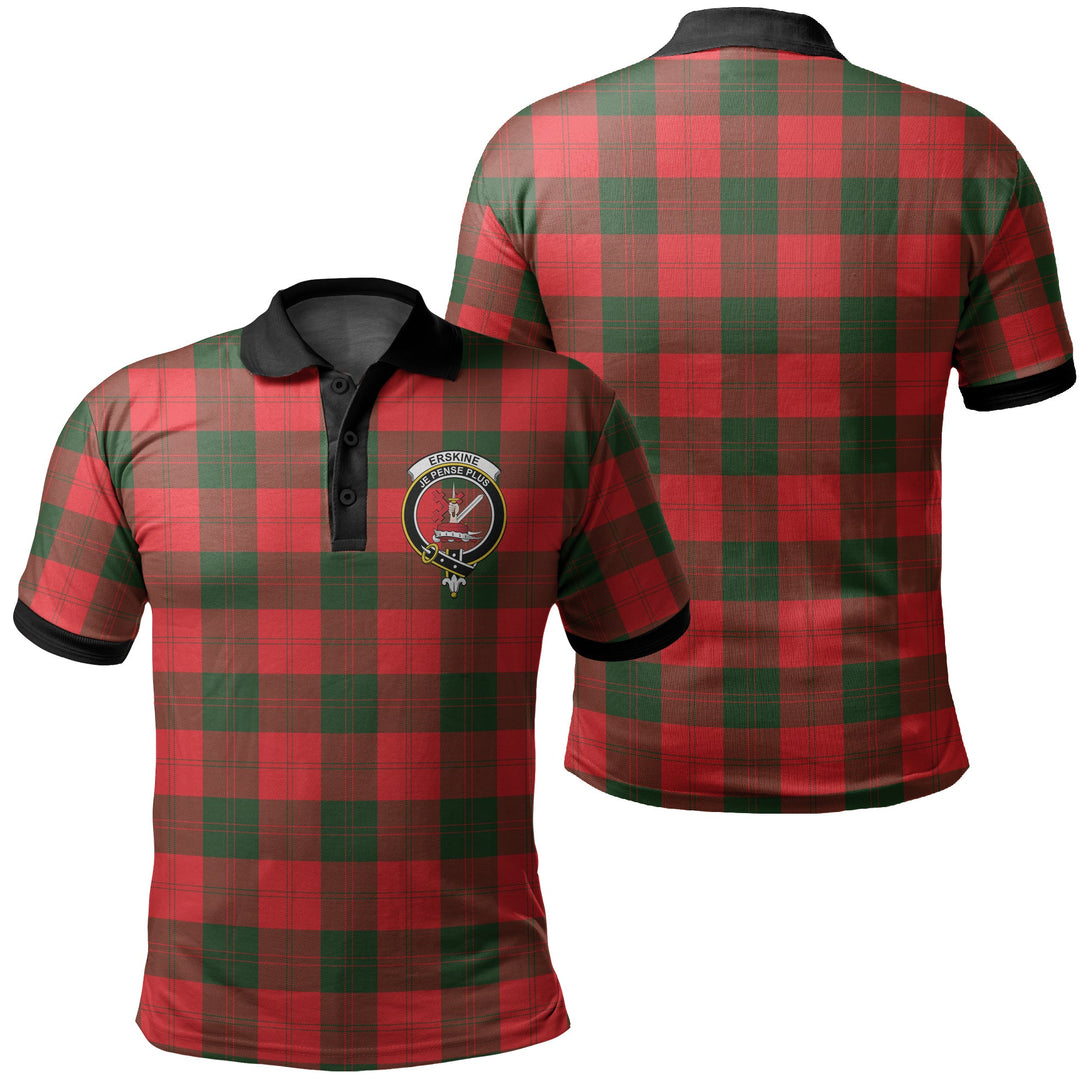 Erskine Modern Tartan Crest Polo Shirt Black Neck 2 Style