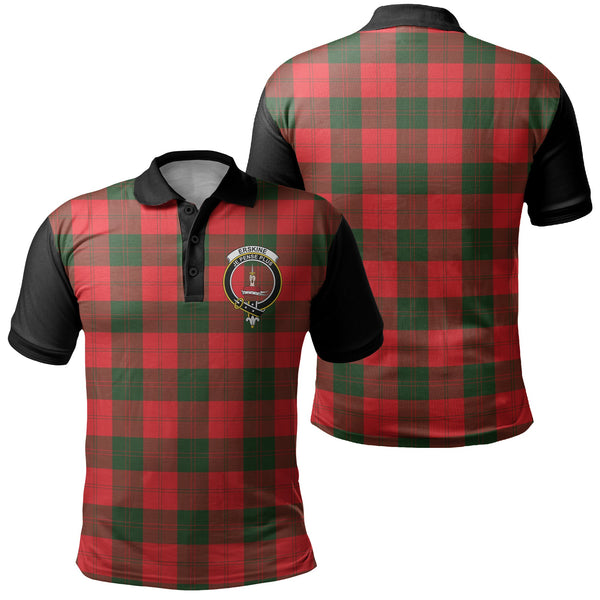 Erskine Modern Tartan Crest Polo Shirt Black Neck 1 Style